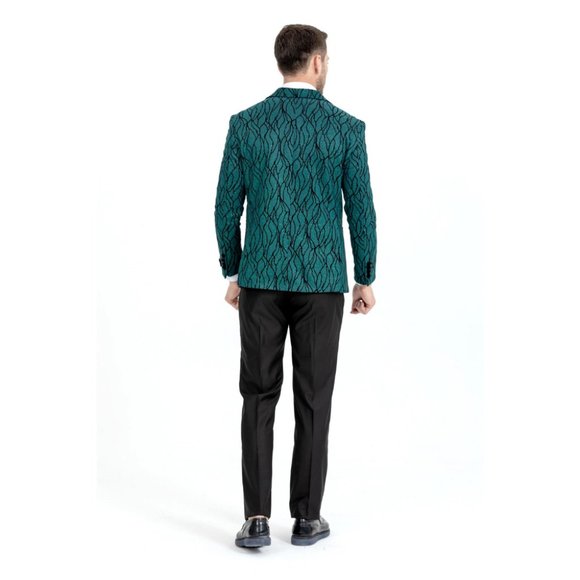 Derman Green Silvery Patterned Fabric Tuxedo - Picture 3 of 7